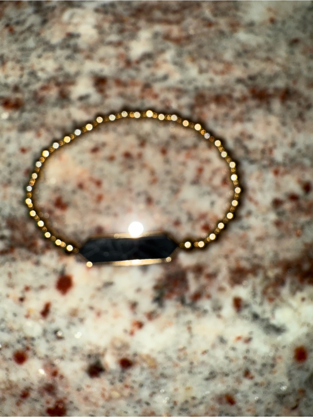Park Lane Gold Beaded ID Bracelet with Black Tag